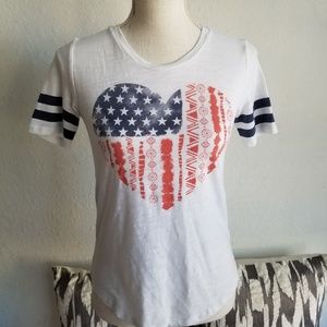 Old Navy Girls 10/12 Tee Striped USA Short Sleeve
